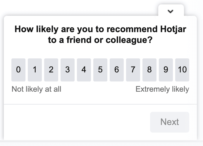 <#A Hotjar NPS survey